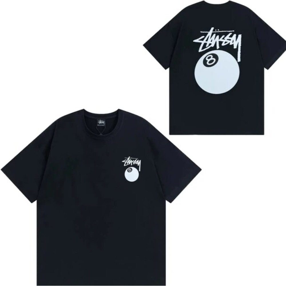 Stuss Women's Short-sleeved T-shirt Cotton Dice Mercury Black and mercury white